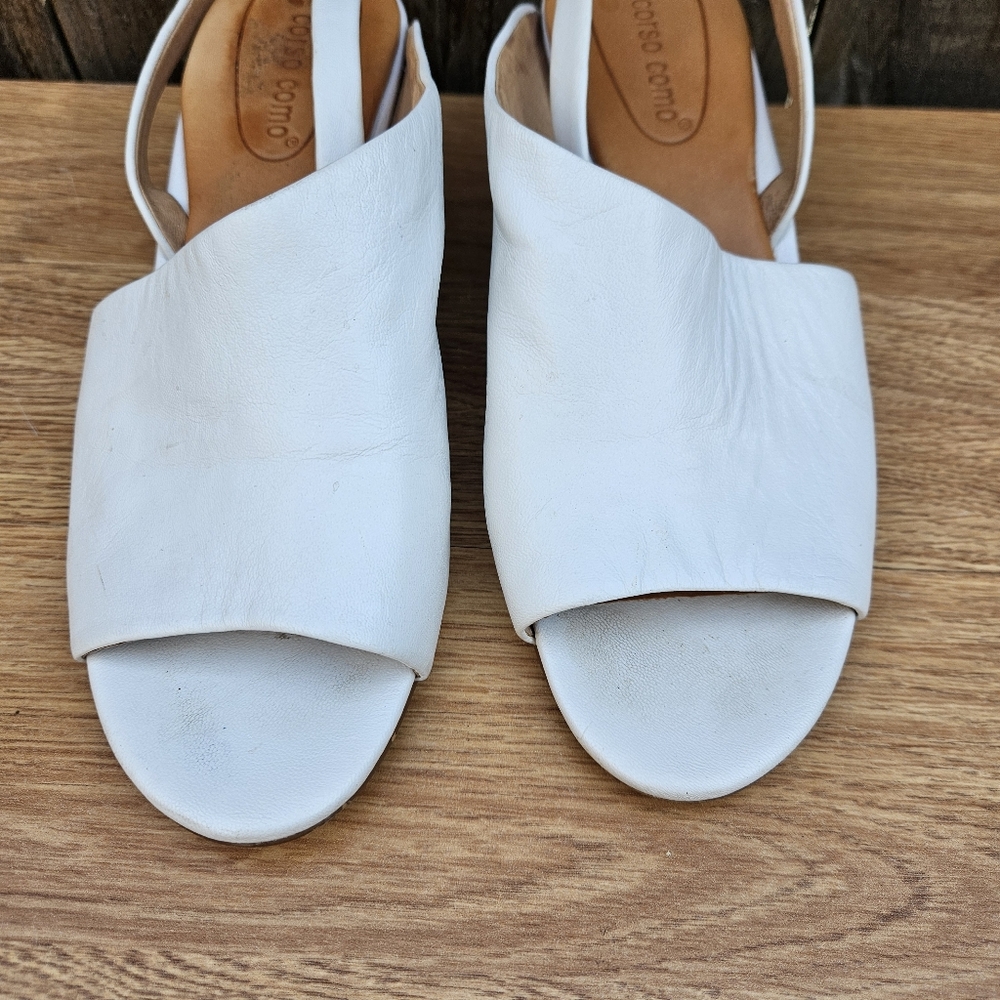Corso Como Geox Women's White and Brown Wedge Sandals Size 7.5 - Picture 3 of 16